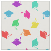 Colorful Graduation Cap Pattern Stof (Close Up)