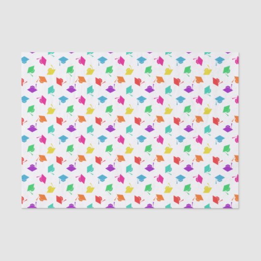 Colorful Graduation Cap Pattern Tissuepapier (Voorkant)