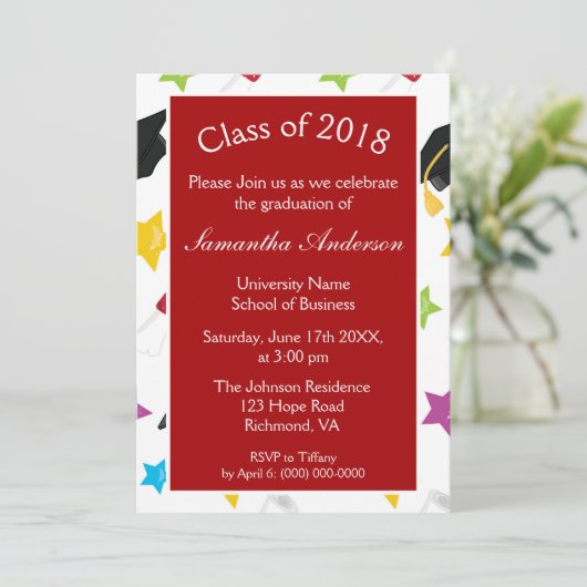 Colorful Graduation Party Kaart (Staand voorkant)