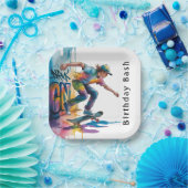 Colorful Graffiti Boy Birthday Bash Papieren Bordje (Feest)