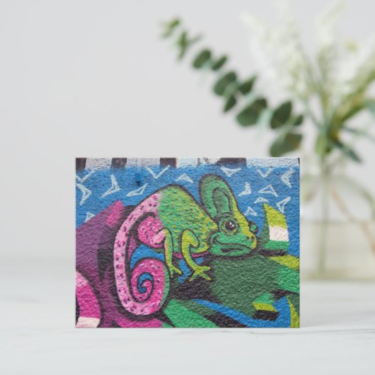 Colorful Graffiti Chameleon Briefkaart (Staand voorkant)