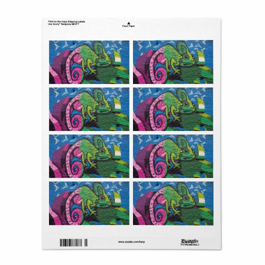 Colorful Graffiti Chameleon Etiket (Full Sheet)