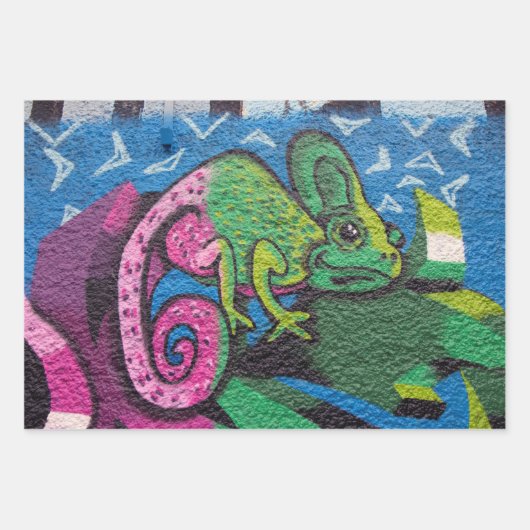Colorful Graffiti Chameleon Inpakpapier Vel (Voorkant)