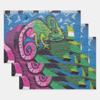 Colorful Graffiti Chameleon Inpakpapier Vel