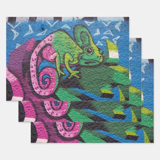 Colorful Graffiti Chameleon Inpakpapier Vel (Set)