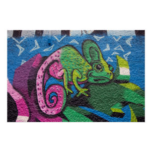 Colorful Graffiti Chameleon Perfect Poster