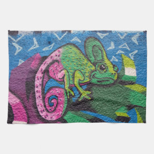 Colorful Graffiti Chameleon Theedoek