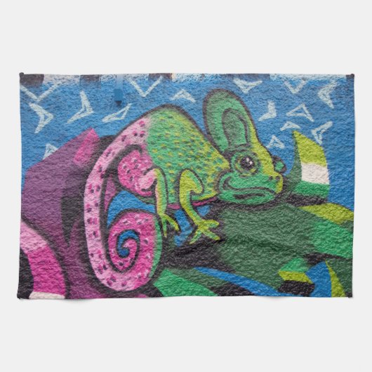 Colorful Graffiti Chameleon Theedoek (Horizontaal)