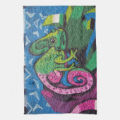 Colorful Graffiti Chameleon Theedoek (Verticaal)