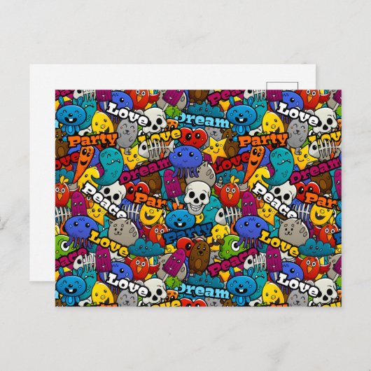 Colorful Graffiti Character Pattern Briefkaart (Voorkant / Achterkant)