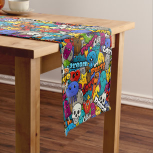 Colorful Graffiti Character Pattern Korte Tafelloper