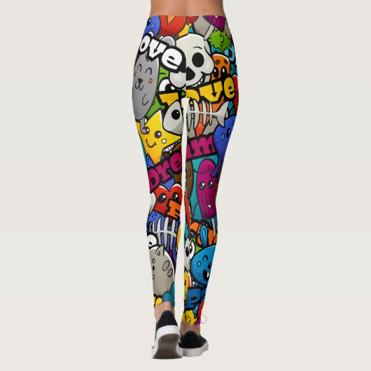 Colorful Graffiti Character Pattern Leggings (Achterkant)
