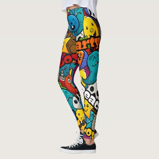 Colorful Graffiti Character Pattern Leggings (Links)