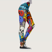 Colorful Graffiti Character Pattern Leggings (Rechts)