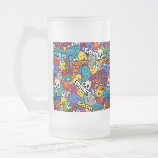 Colorful Graffiti Character Pattern Matglas Bierpul (Links)