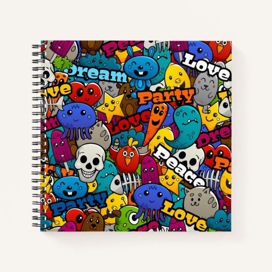 Colorful Graffiti Character Pattern Notitieboek (Voorkant)