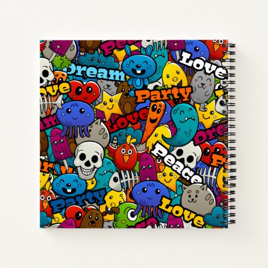 Colorful Graffiti Character Pattern Notitieboek (Achterkant)