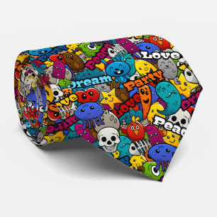 Colorful Graffiti Character Pattern Stropdas