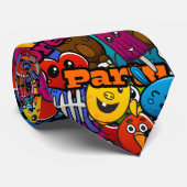 Colorful Graffiti Character Pattern Stropdas (Opgerold)