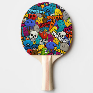 Colorful Graffiti Character Pattern Tafeltennisbatje