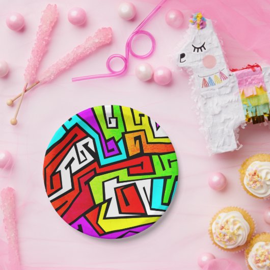 Colorful graffiti-illustratie papieren bordje (Feest)