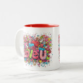 Colorful Graffiti Love U Mug Tweekleurige Koffiemok (Voorkant links)