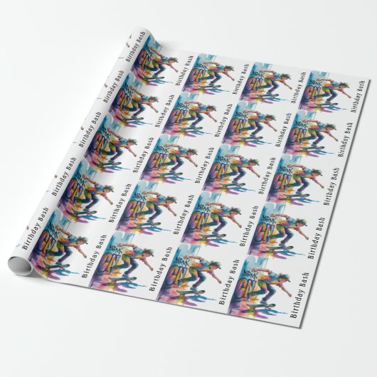 Colorful Graffiti Skateboarder Birthday Bash  Cadeaupapier (Uitgerold)
