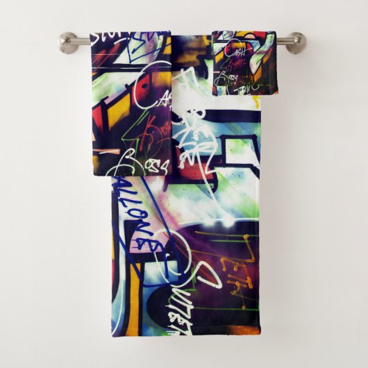 Colorful Graffiti Words Bad Handdoek (Insitu)
