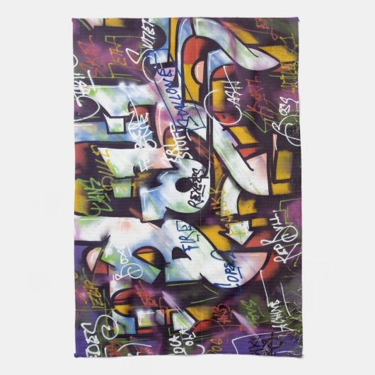 Colorful Graffiti Words Theedoek (Verticaal)