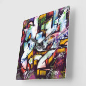 Colorful Graffiti Words Vierkante Klok (Hoek)