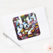 Colorful Graffiti Words Vierkante Sticker (Envelop)