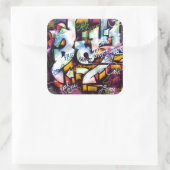 Colorful Graffiti Words Vierkante Sticker (Tas)