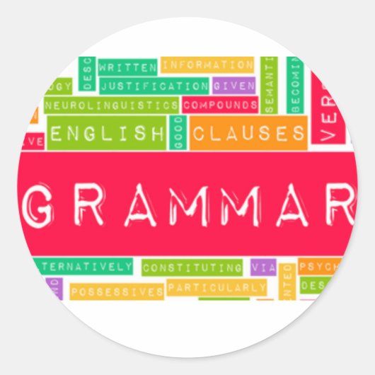 Colorful Grammar Ronde Sticker (Voorkant)
