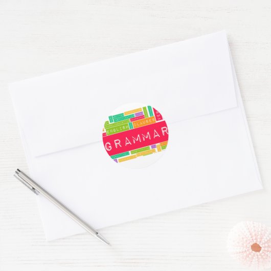 Colorful Grammar Ronde Sticker (Envelop)