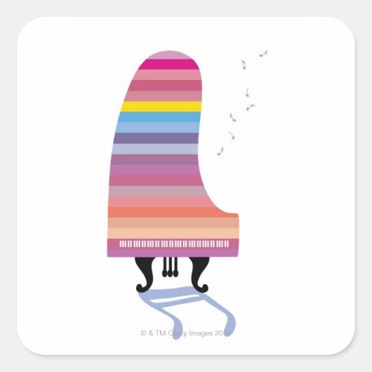 Colorful Grand Piano Vierkante Sticker (Voorkant)