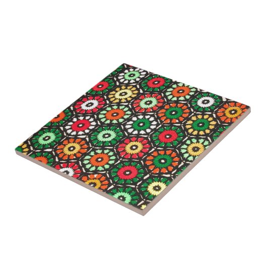 Colorful Granny Circles Crochet Pattern Tegeltje (Zijkant)