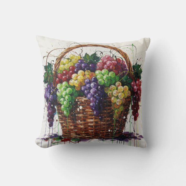 Colorful Grapes Basket Kussen (Voorkant)