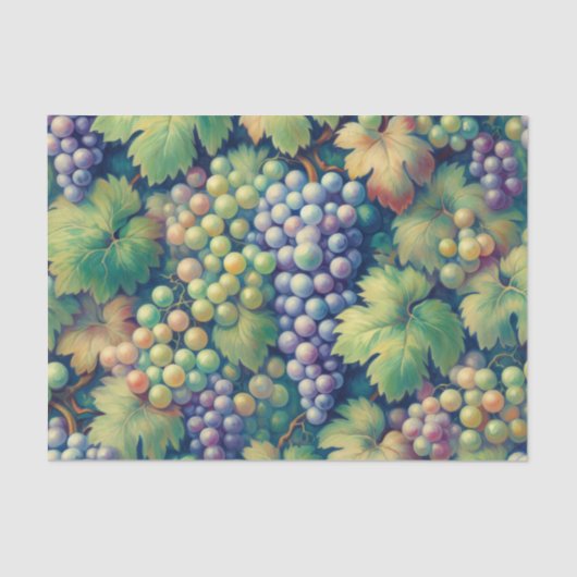 Colorful Grapes on the Vine Pattern Decoupage Tissuepapier (Voorkant)