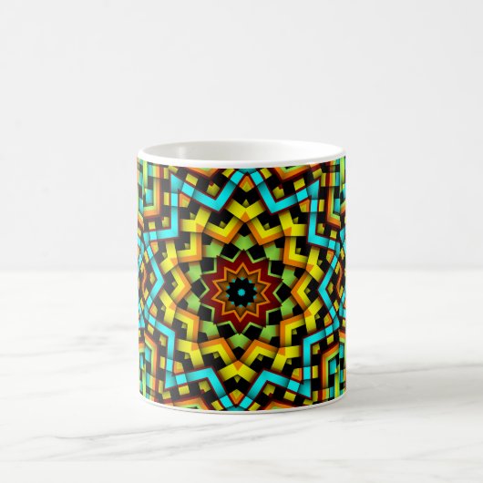 Colorful Graphic Geometric Blue Yellow Star Coffee Koffiemok (Center)