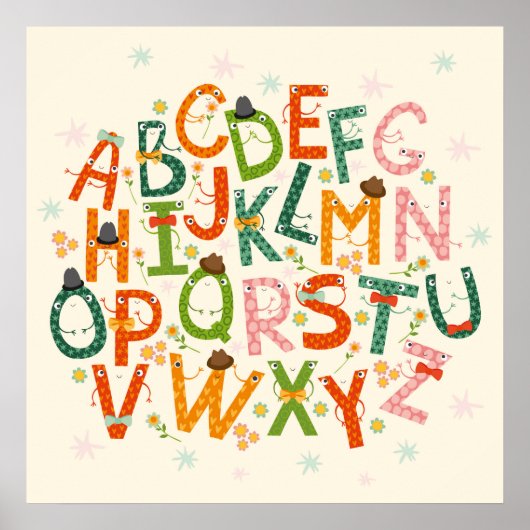 Colorful grappig alfabet letters poster (Voorkant)