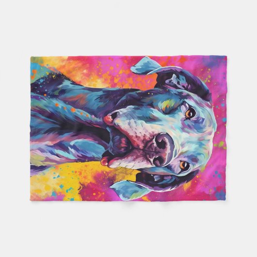 Colorful Great Dane Fleece Deken (Voorkant (Horizontaal))