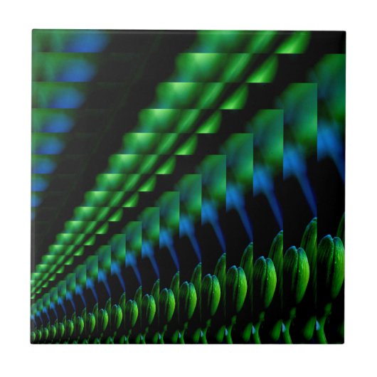 Colorful Green Blue Abstract Art Tile Tegeltje (Voorkant)