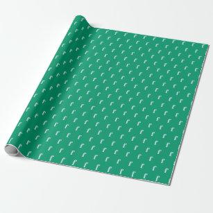Colorful Green Blue Monogramed Initiaal Pattern Cadeaupapier