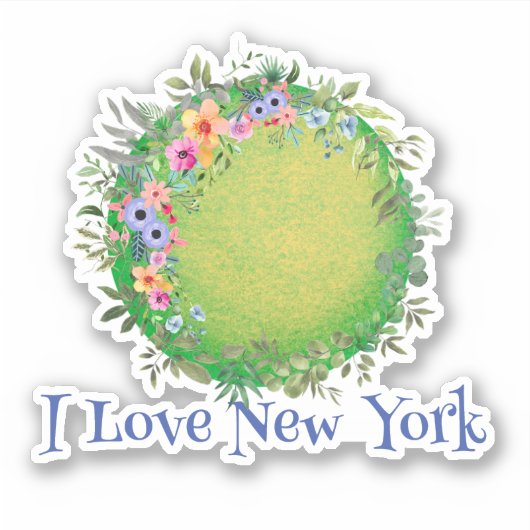 Colorful Green Earth I Love New York Sticker (Voorkant)