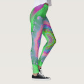 Colorful Green en Peach Fractal Leggings (Rechts)