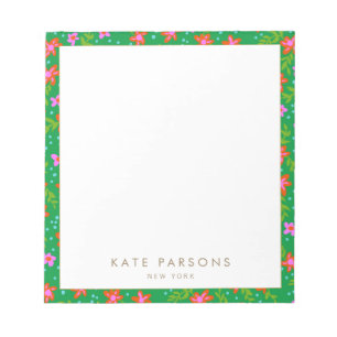 Colorful Green Floral Pattern-laptop Notitieblok