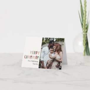 Colorful Green Kerstmis Folted Single Photo Feestdagen Kaart