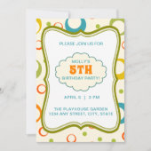 Colorful Green Lijst Pattern Birthday Invitation Kaart (Voorkant)