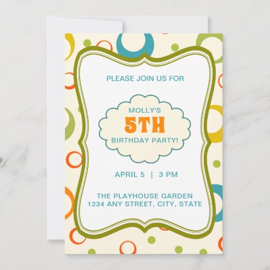 Colorful Green Lijst Pattern Birthday Invitation Kaart (Voorkant)