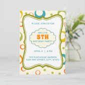 Colorful Green Lijst Pattern Birthday Invitation Kaart (Staand voorkant)